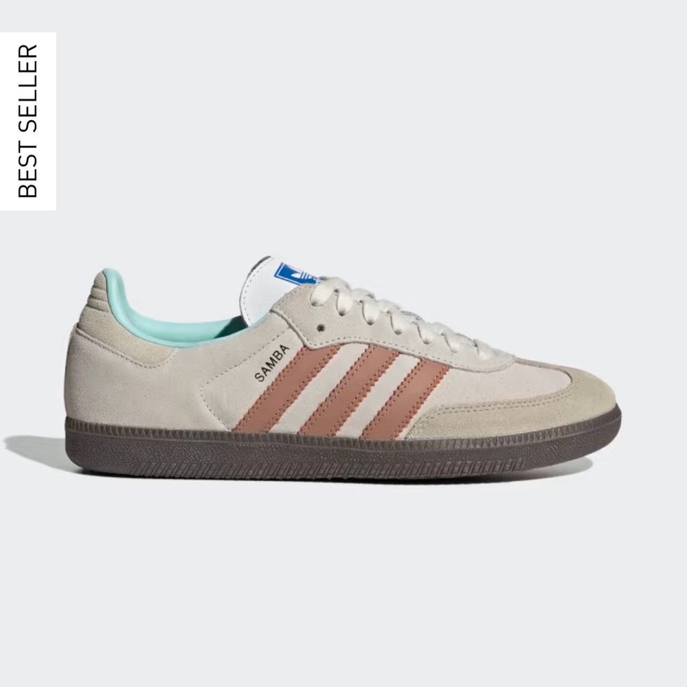 Adidas Sambas Original- Crystal White/Clay Strata/Gum Men’s Sz 7, Women’s 8-8.5